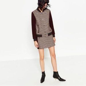 Two piece Zara Basic Checked  Jacket with Skirt